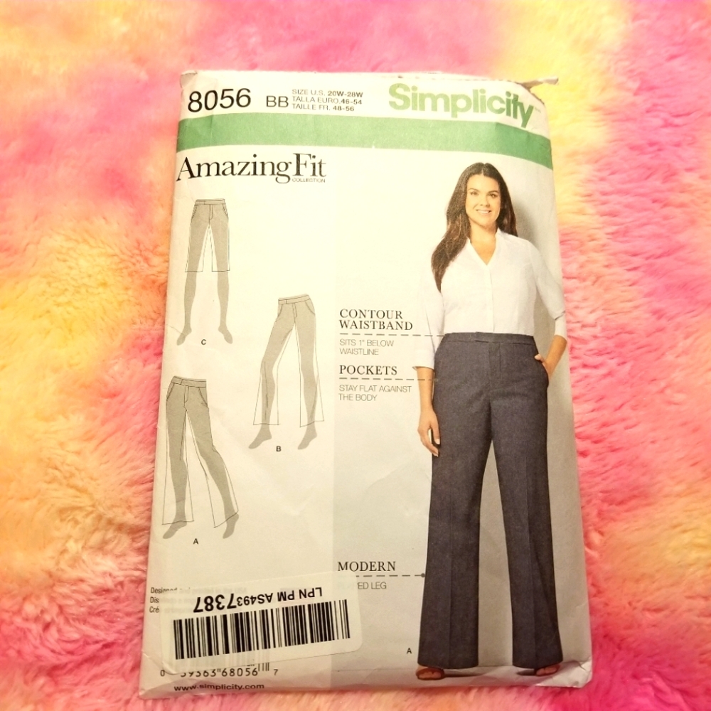 Simplicity 8056 Amazing Fit Collection Sewing Pattern Womens Flared Pants 20-28W